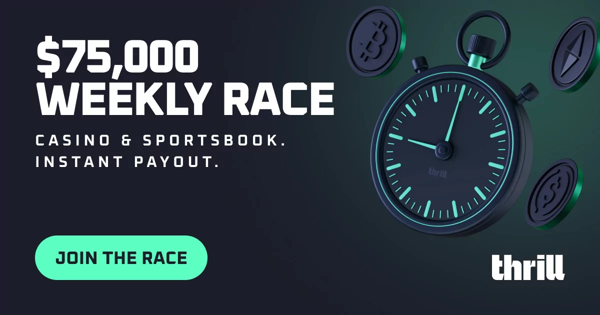 Thrill.com $75,000 Weekly Race promotional banner